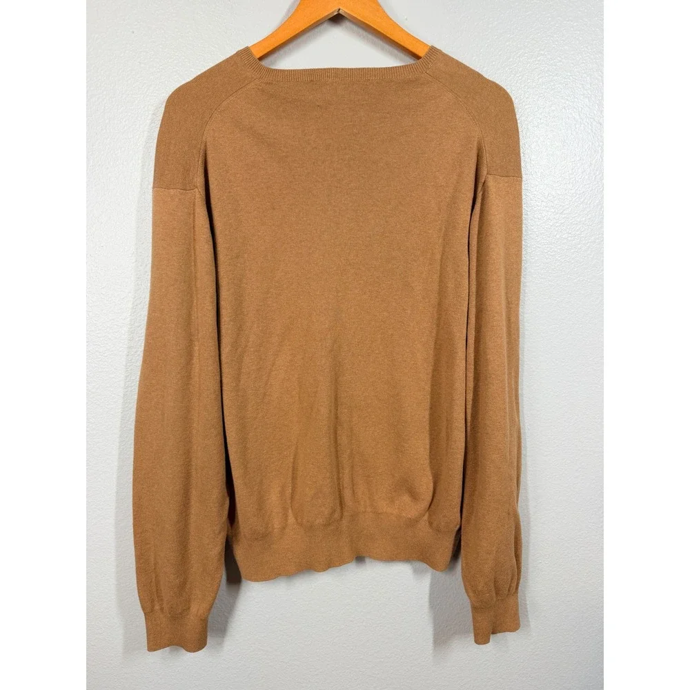 Polo Ralph Lauren Sweater Mens XL Brown V Neck Long Sleeve Pima Cotton‎ Preppy